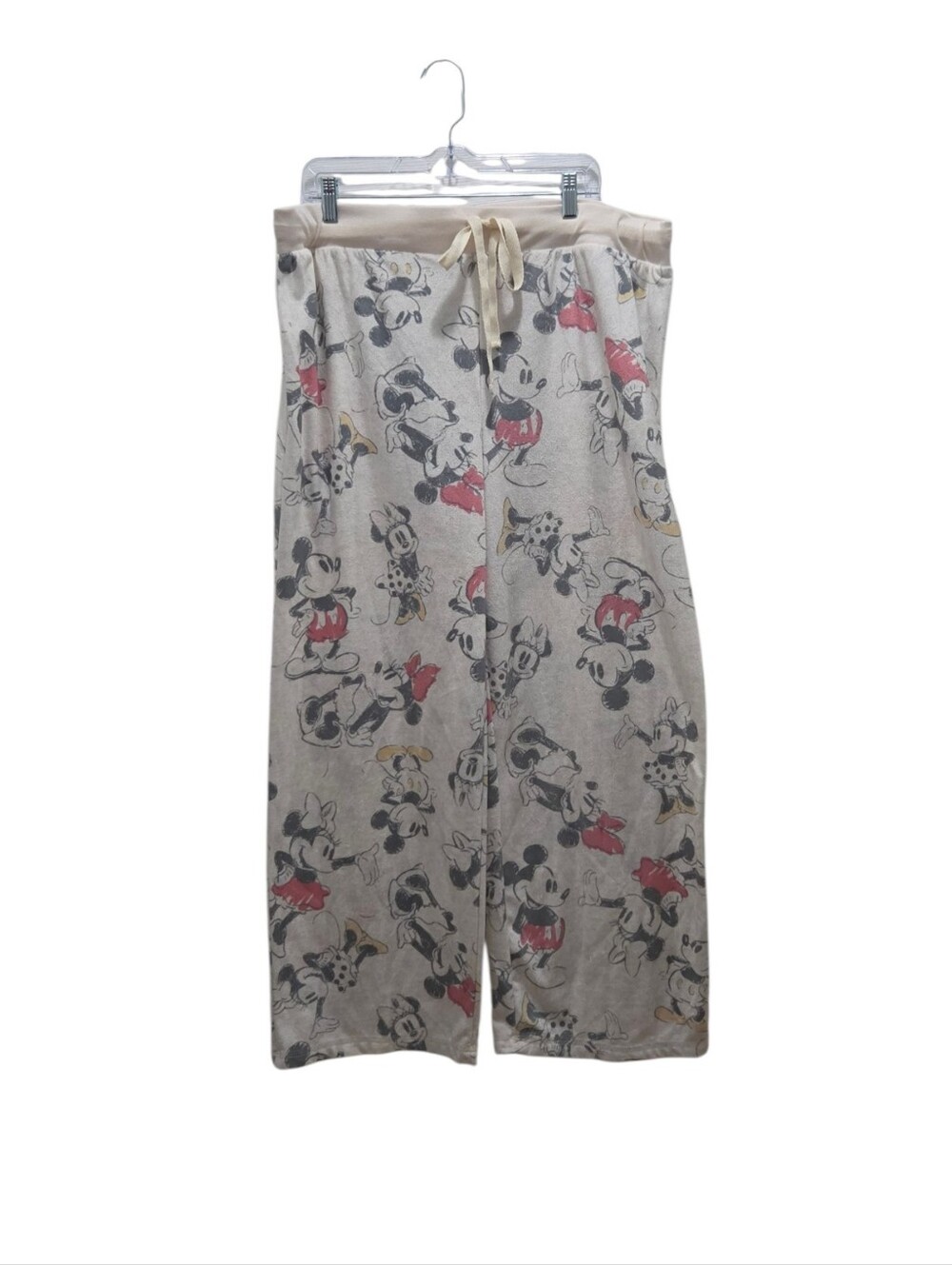 Disney Mickey Minnie Mouse Plush Lounge Pants Cream Character Pajama Pants XXL